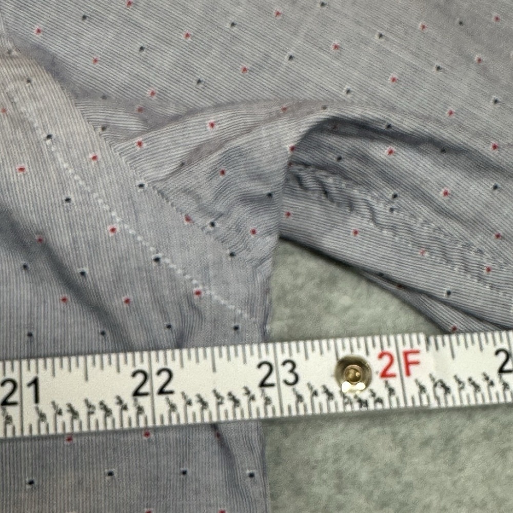 Triple Marfel Button Up Shirt Mens 41/L Gray Stitched Polka Dots Red Blue Cotton - Picture 9 of 13